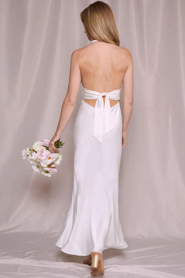 Women RIXO All Bridal Crisi Silk Midi Dress Ivory