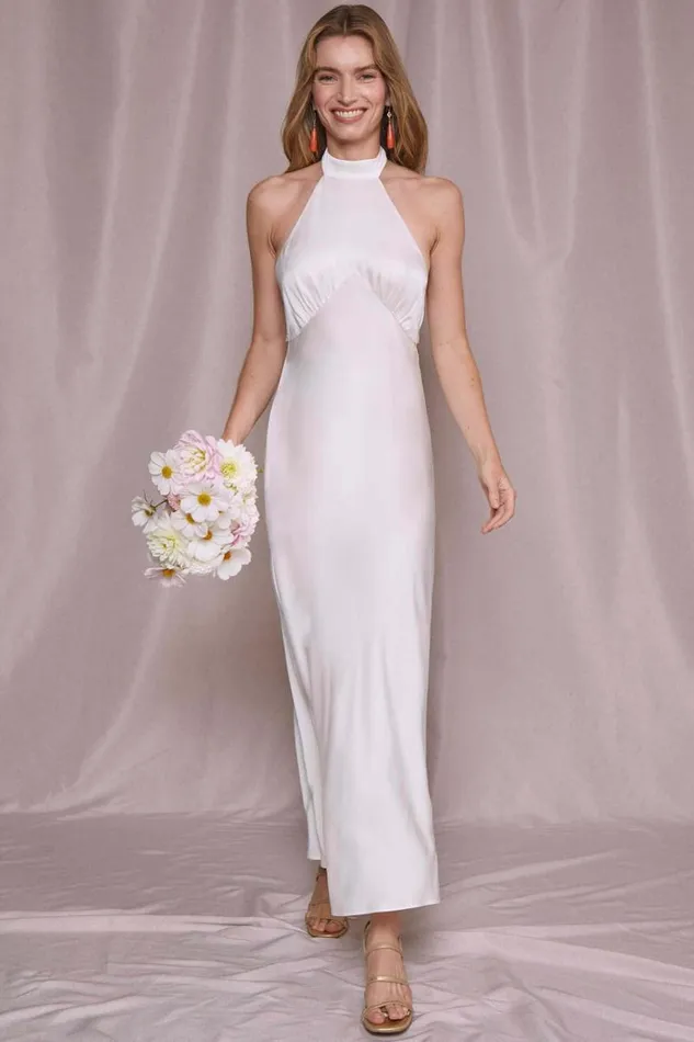 Women RIXO All Bridal Crisi Silk Midi Dress Ivory