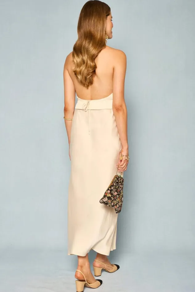 Women RIXO All Bridal Estella Silk Midi Dress Champagne