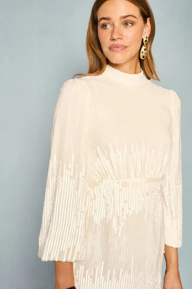 Women RIXO All Bridal Lara Sequinned Mini Dress Ivory Sequin