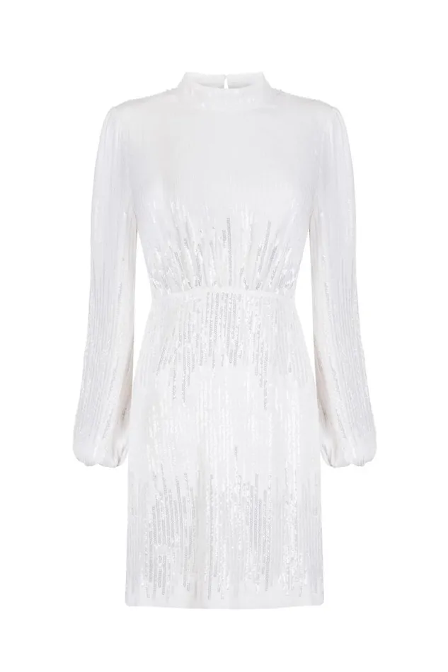 Women RIXO All Bridal Lara Sequinned Mini Dress Ivory Sequin