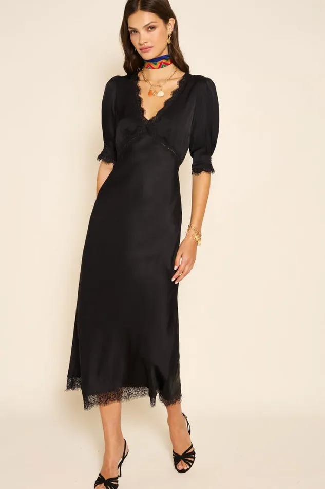Women RIXO All Clothing Annina Midi Dress Black