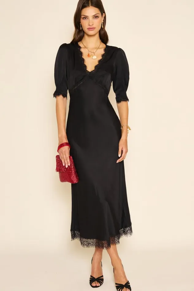 Women RIXO All Clothing Annina Midi Dress Black