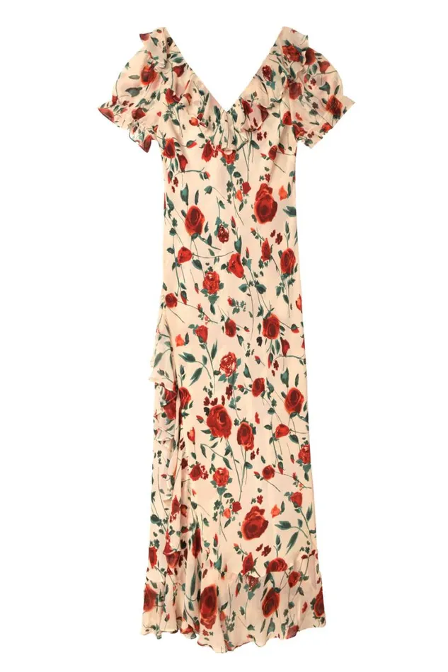 Women RIXO All Clothing Clementina Silk Dress Claudia Rose Cream