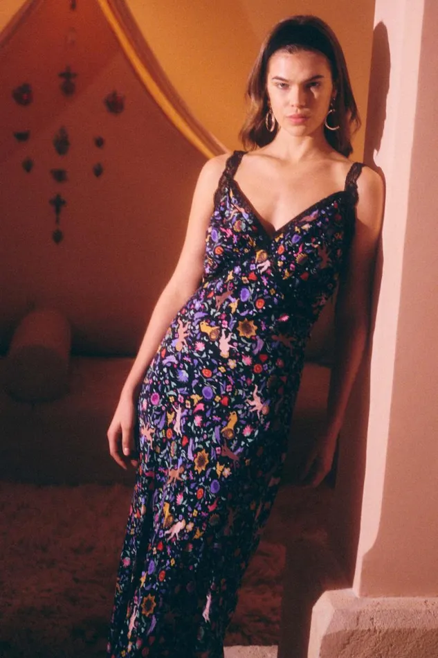 Women RIXO All Clothing Flick Midi Dress Angel Floral Black