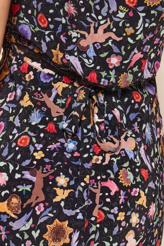 Women RIXO All Clothing Flick Midi Dress Angel Floral Black