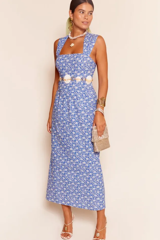 Women RIXO All Clothing Lillianne Cotton Midi Dress Carnation Blue