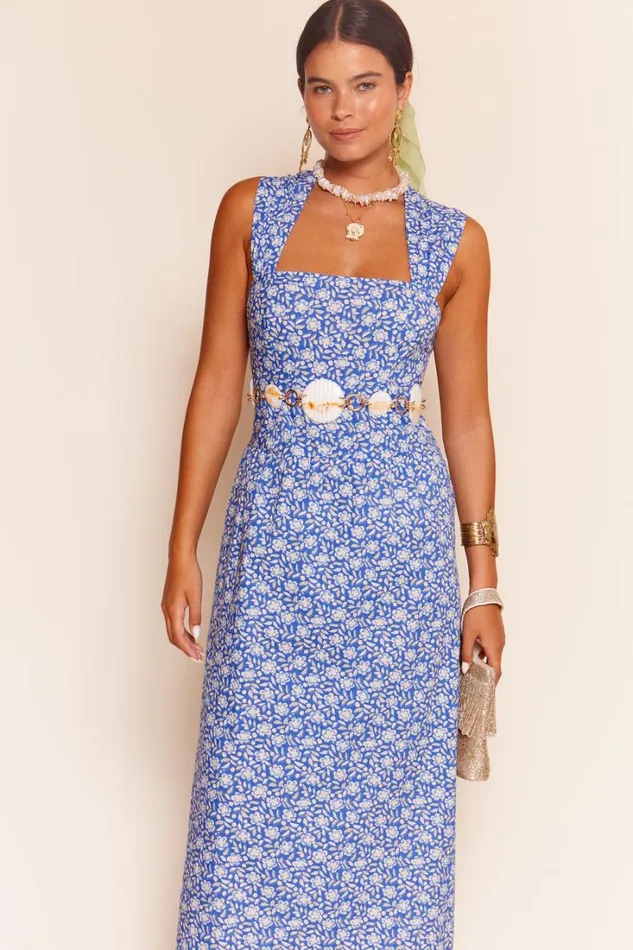 Women RIXO All Clothing Lillianne Cotton Midi Dress Carnation Blue