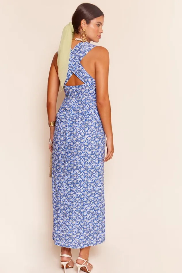 Women RIXO All Clothing Lillianne Cotton Midi Dress Carnation Blue