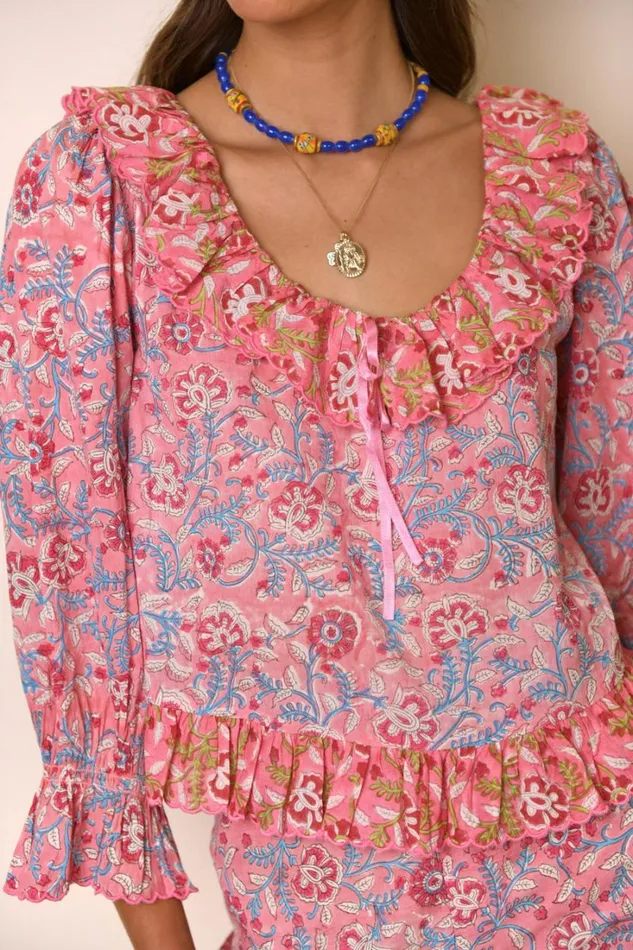 Women RIXO Last Chance Bobbie Cotton Pyjamas Sarasa Pink Mix
