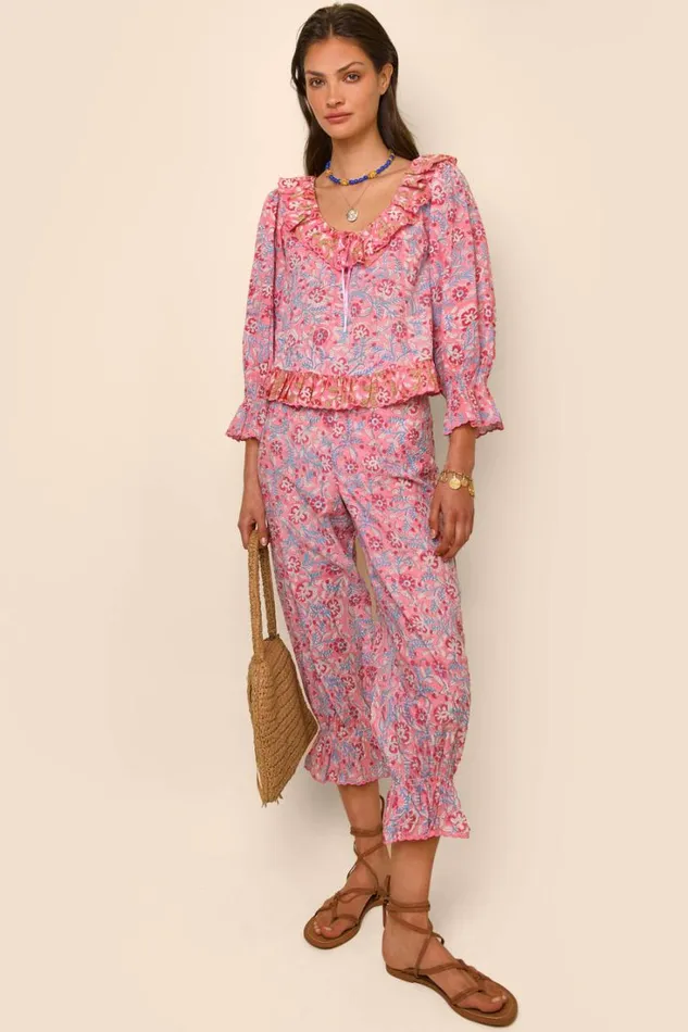 Women RIXO Last Chance Bobbie Cotton Pyjamas Sarasa Pink Mix