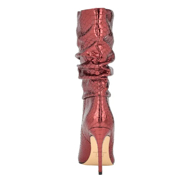 Women Romy Heeled Boot Red Snake Suede Marc Fisher Boots
