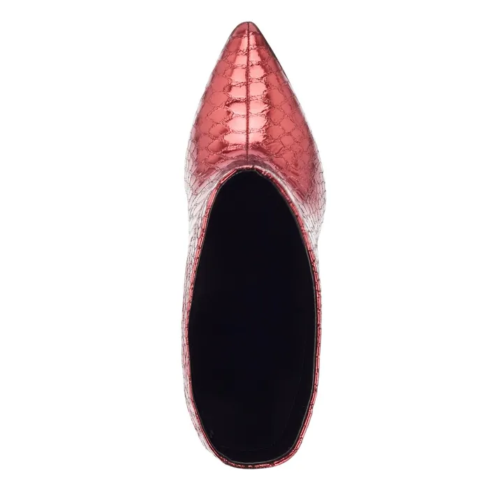 Women Romy Heeled Boot Red Snake Suede Marc Fisher Boots