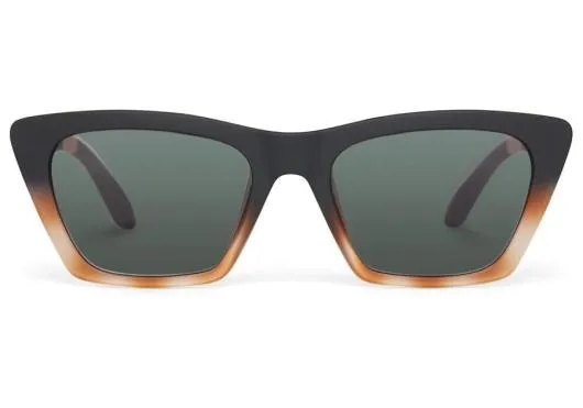 Women Sahara Matte Black Honey Tortoise Fade Green Grey TOMS Sunglasses