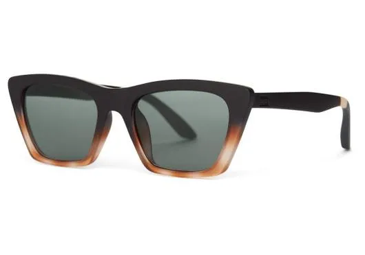 Women Sahara Matte Black Honey Tortoise Fade Green Grey TOMS Sunglasses