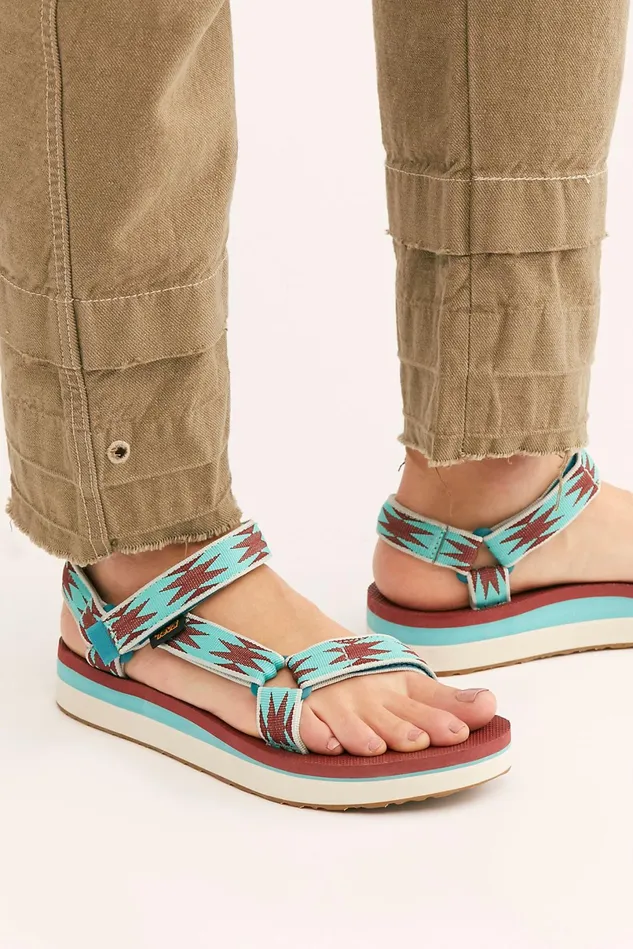 Women Sandals Free People Midform Universal Printed Teva Sandals Halcon Waterfall