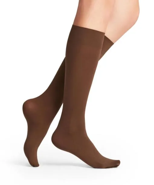 Women Seidenglatt 40 DEN Women Kneehigh Socks Coffee FALKE Fullyfashioned Stockings