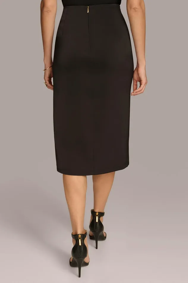 Women Skirts Donna Karan FAUX WRAP MIDI SKIRT Black