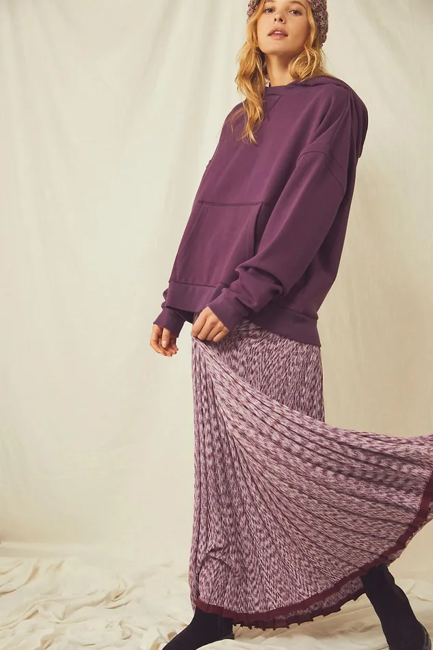 Women Skirts Free People Gold Coast Knit Maxi Skirt Jacaranda Flame