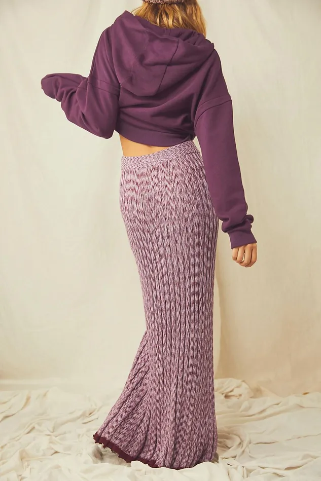 Women Skirts Free People Gold Coast Knit Maxi Skirt Jacaranda Flame