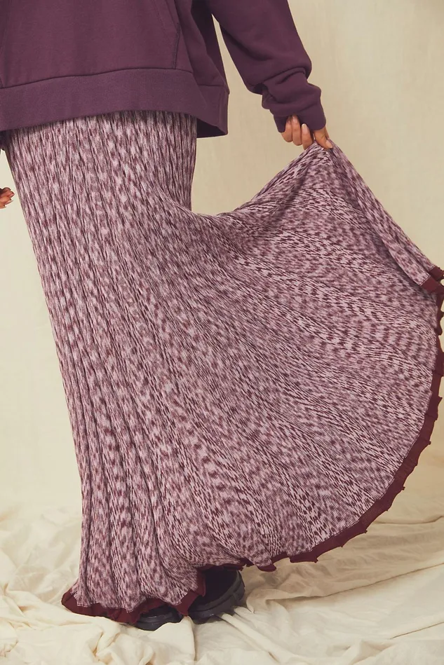 Women Skirts Free People Gold Coast Knit Maxi Skirt Jacaranda Flame