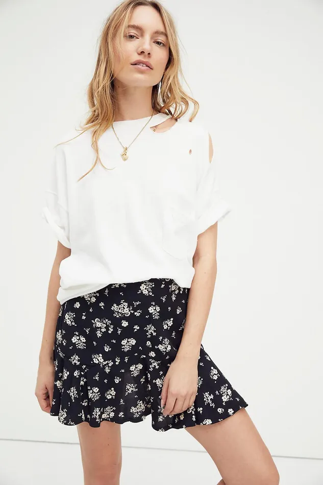 Women Skirts Free People Ryanne Mini Skirt Black Bouquets
