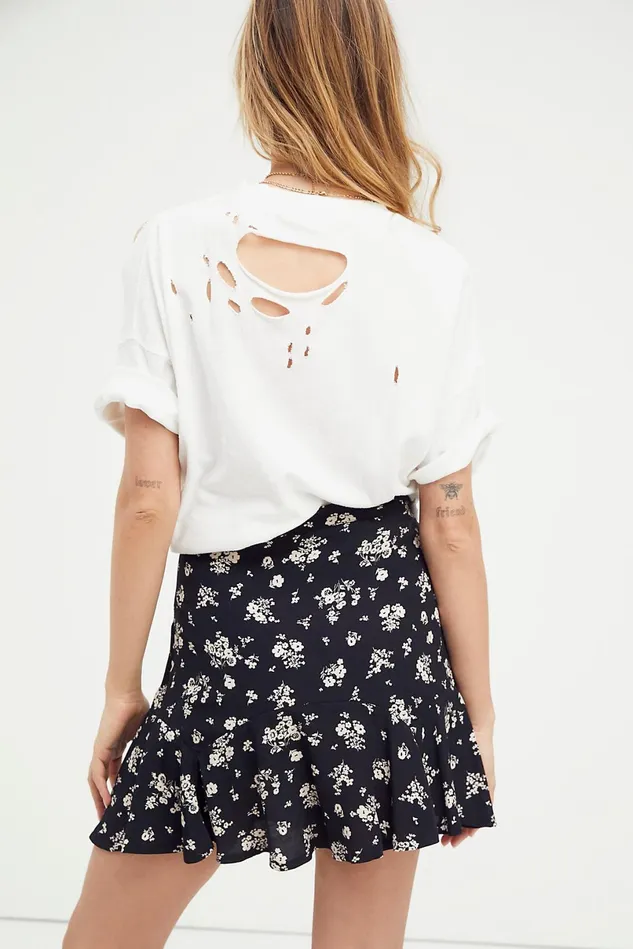 Women Skirts Free People Ryanne Mini Skirt Black Bouquets