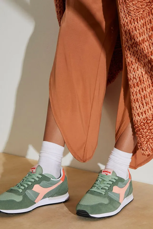 Women Sneakers Free People Diadora Camaro Sneakers Green Basil Peach Pearl
