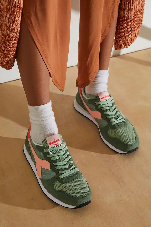 Women Sneakers Free People Diadora Camaro Sneakers Green Basil Peach Pearl