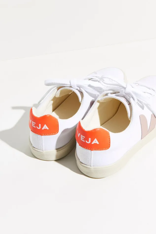 Women Sneakers Free People Veja Canvas Esplar Sneakers White Babe Orange Fluo