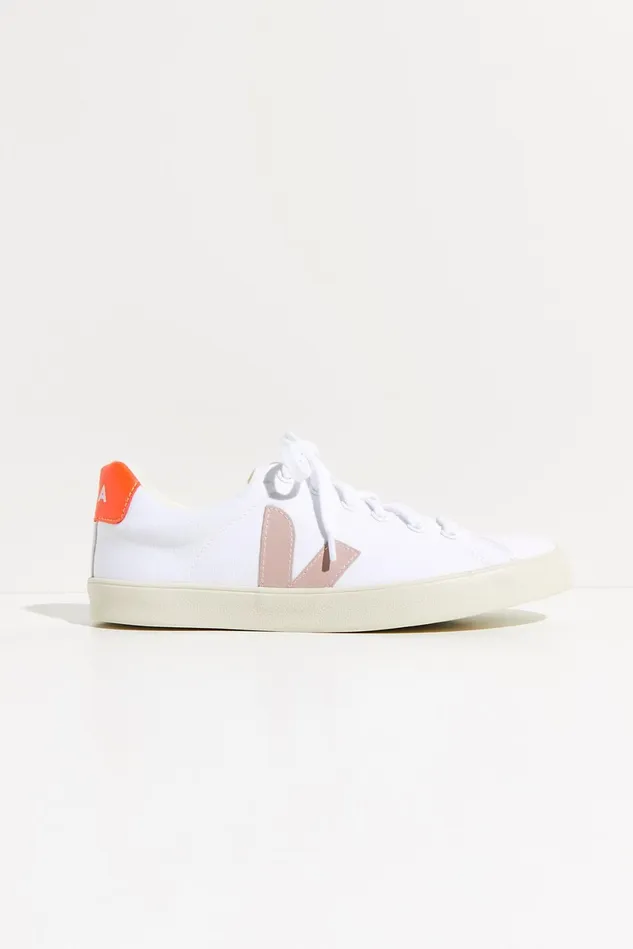 Women Sneakers Free People Veja Canvas Esplar Sneakers White Babe Orange Fluo