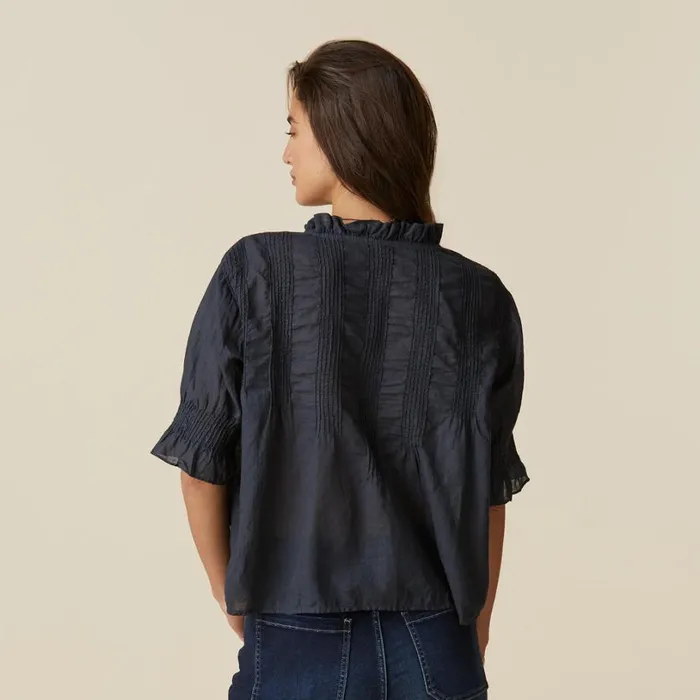 Women Sofia Pintuck Shirt Black Sundance Catalog Tops