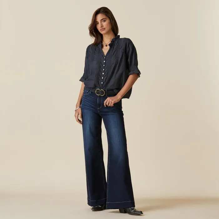 Women Sofia Pintuck Shirt Black Sundance Catalog Tops