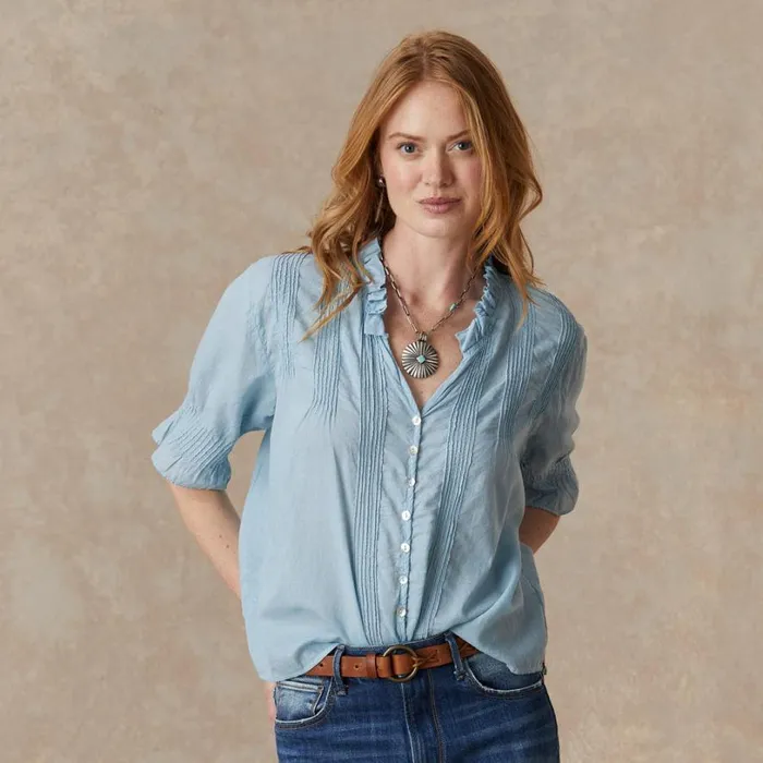 Women Sofia Pintuck Shirt Black Sundance Catalog Tops