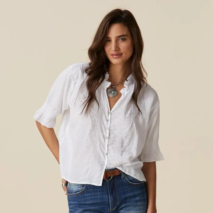 Women Sofia Pintuck Shirt Black Sundance Catalog Tops