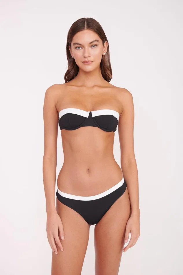 Women STAUD Bikinis JO BALCONETTE BIKINI TOP BLACK WHITE