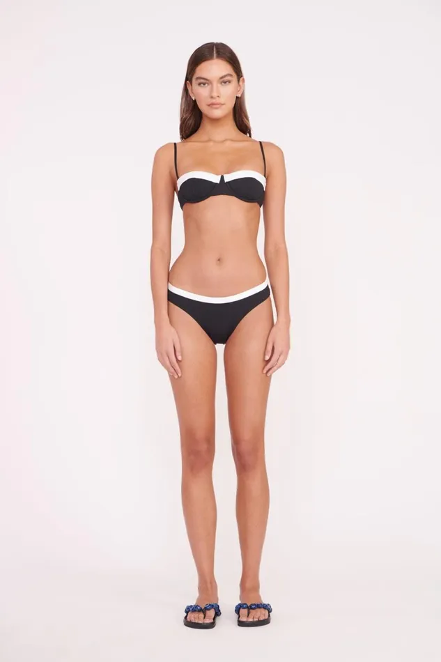 Women STAUD Bikinis JO BALCONETTE BIKINI TOP BLACK WHITE Women STAUD Bikinis JO BALCONETTE BIKINI TOP BLACK WHITE
