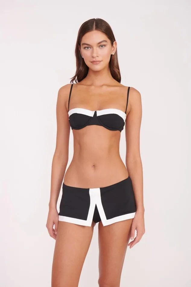 Women STAUD Bikinis JO BALCONETTE BIKINI TOP BLACK WHITE Women STAUD Bikinis JO BALCONETTE BIKINI TOP BLACK WHITE