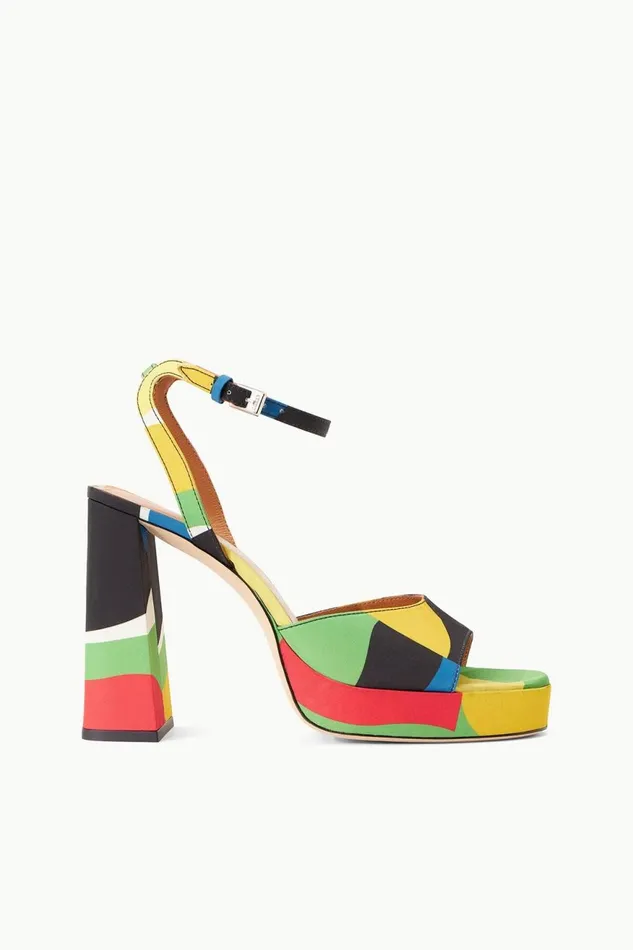 Women STAUD Heels SOLANGE PLATFORM MARBLE WAVE TAFFETA
