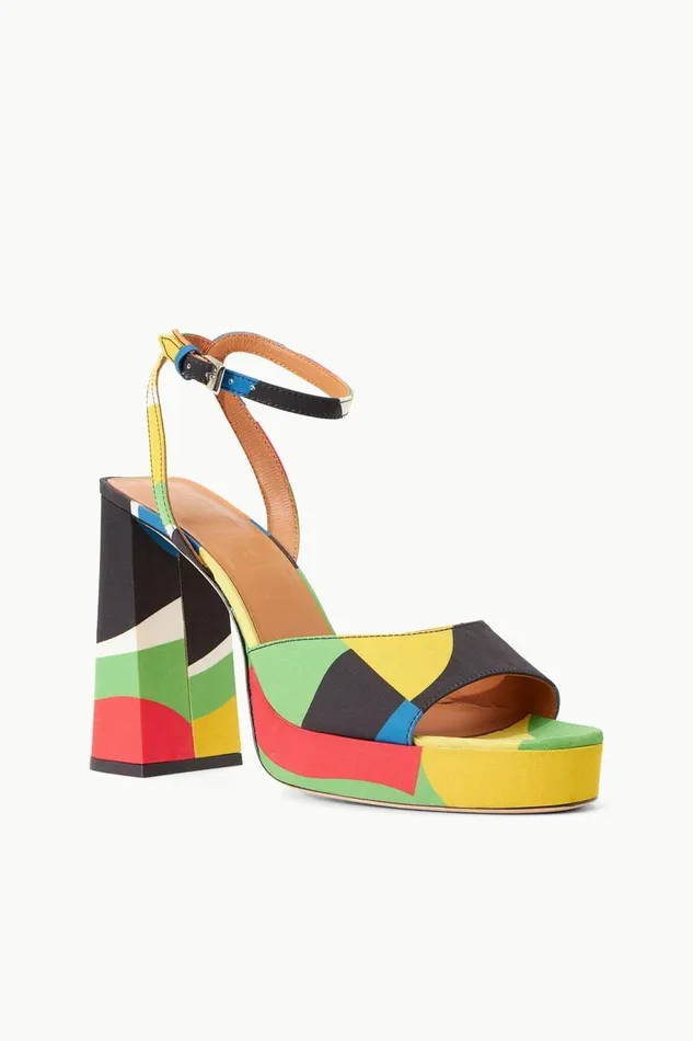 Women STAUD Heels SOLANGE PLATFORM MARBLE WAVE TAFFETA