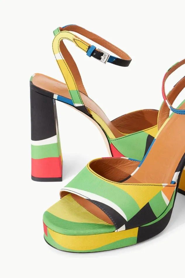 Women STAUD Heels SOLANGE PLATFORM MARBLE WAVE TAFFETA