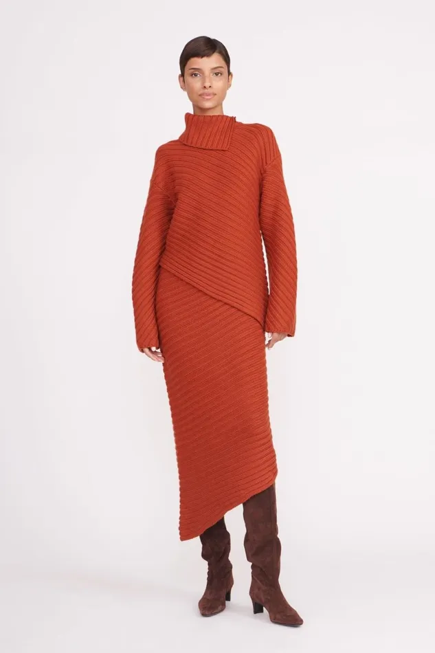 Women STAUD Knits CANTILEVER SKIRT CINNAMON