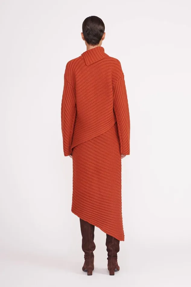 Women STAUD Knits CANTILEVER SKIRT CINNAMON