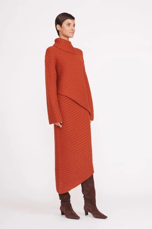 Women STAUD Knits CANTILEVER SKIRT CINNAMON