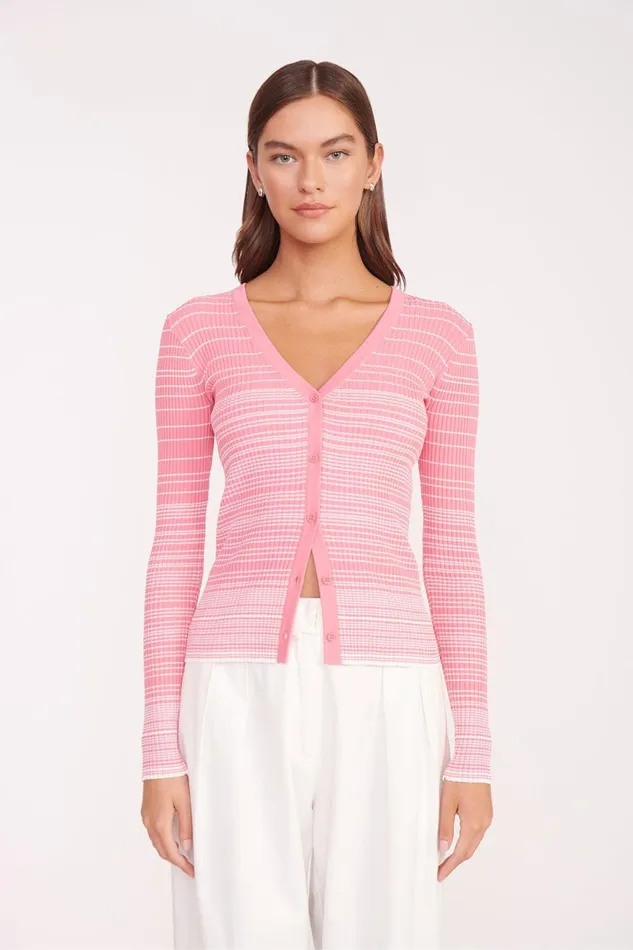 Women STAUD Knits CARGO SWEATER CORAL PINK WHITE