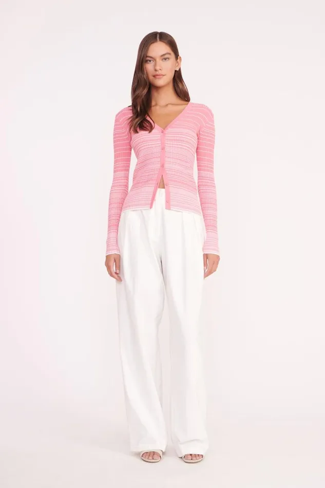 Women STAUD Knits CARGO SWEATER CORAL PINK WHITE