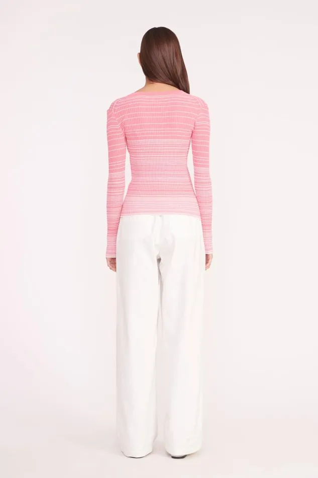Women STAUD Knits CARGO SWEATER CORAL PINK WHITE
