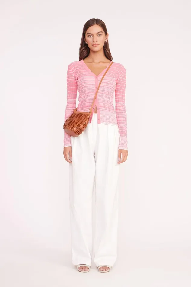 Women STAUD Knits CARGO SWEATER CORAL PINK WHITE