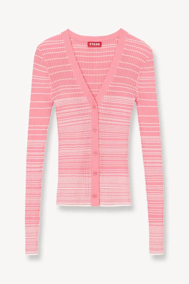 Women STAUD Knits CARGO SWEATER CORAL PINK WHITE
