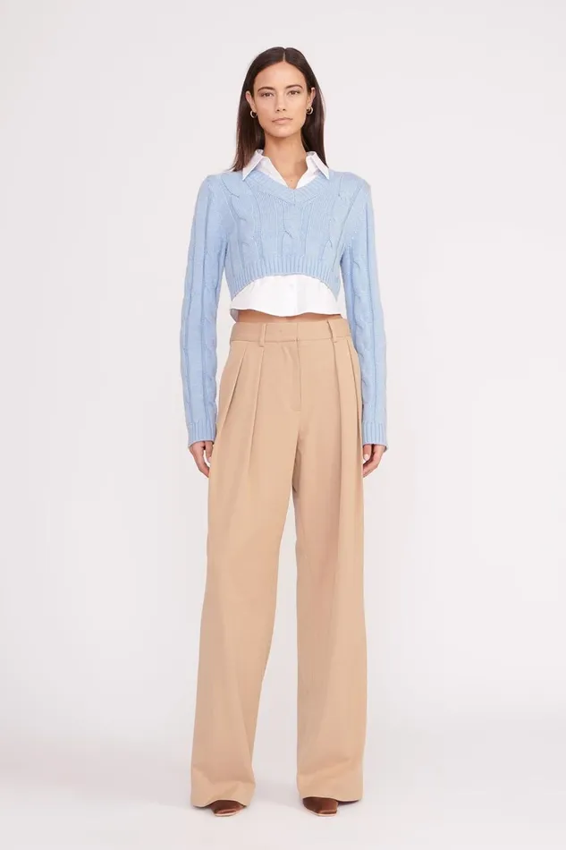 Women STAUD Knits DUKE SWEATER FRENCH BLUE WHITE
